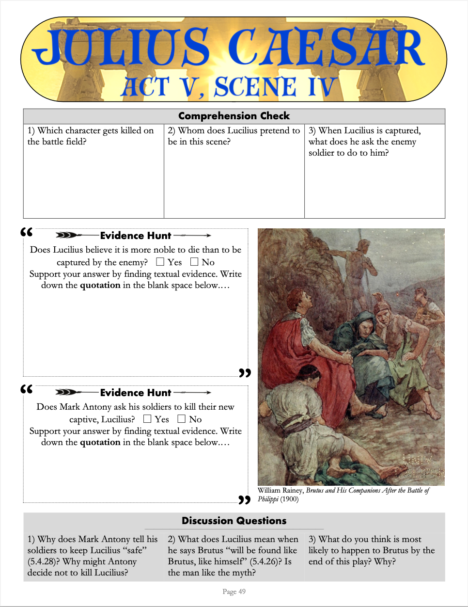Julius Caesar | Complete Teaching Unit with Workbook & Answer Key