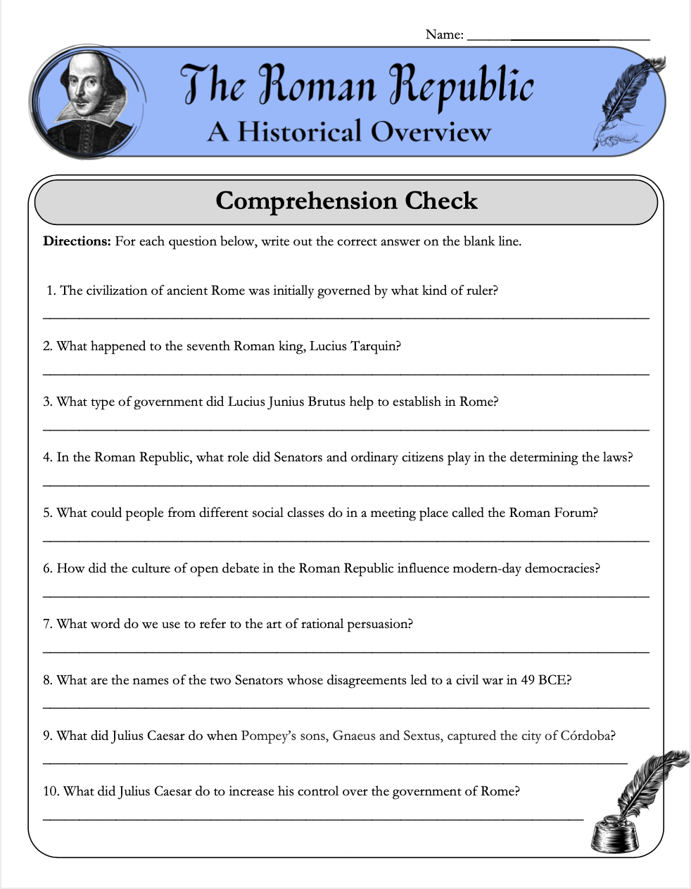 Julius Caesar | Complete Teaching Unit with Workbook & Answer Key