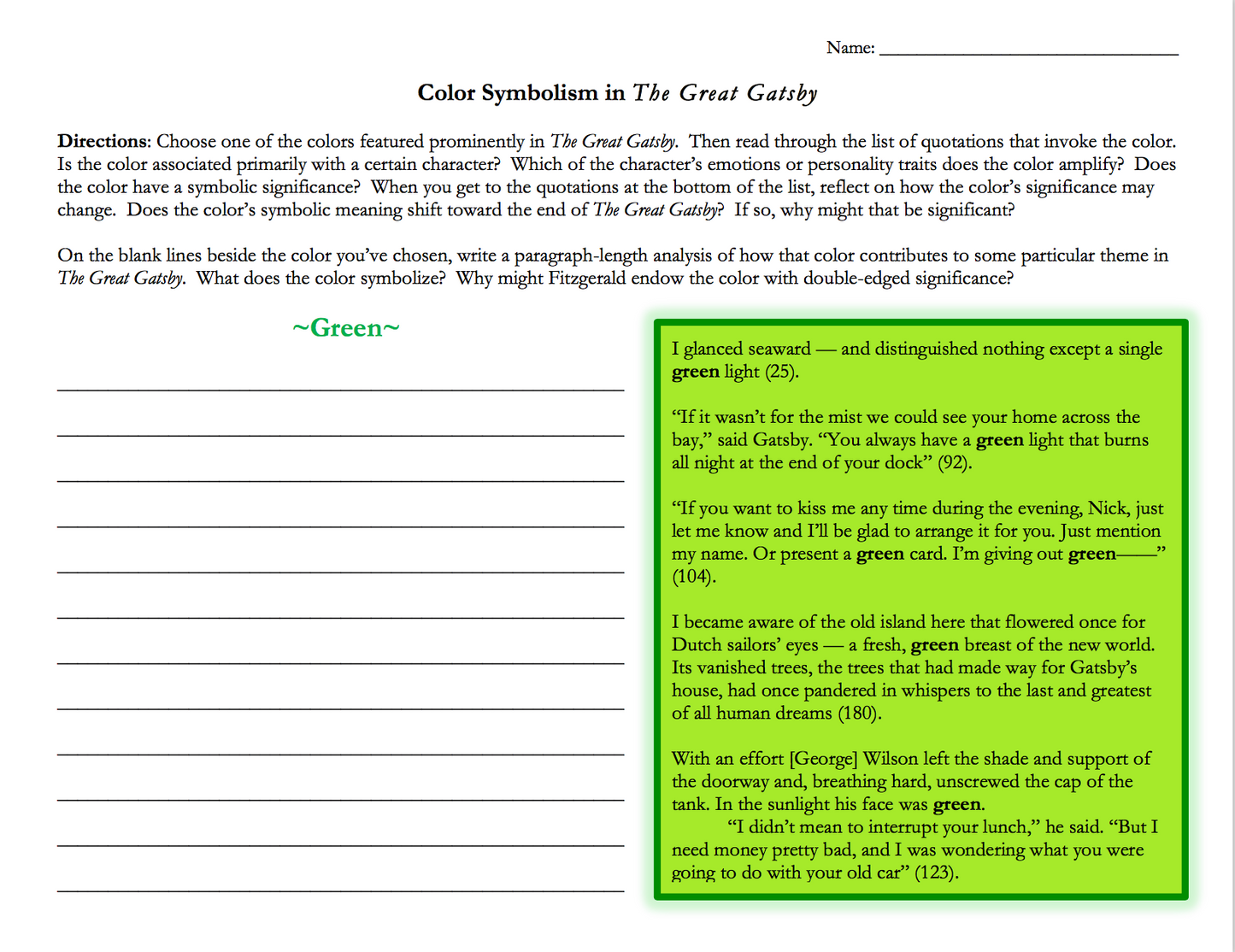 The Great Gatsby by F. Scott Fitzgerald | Complete Teaching Unit