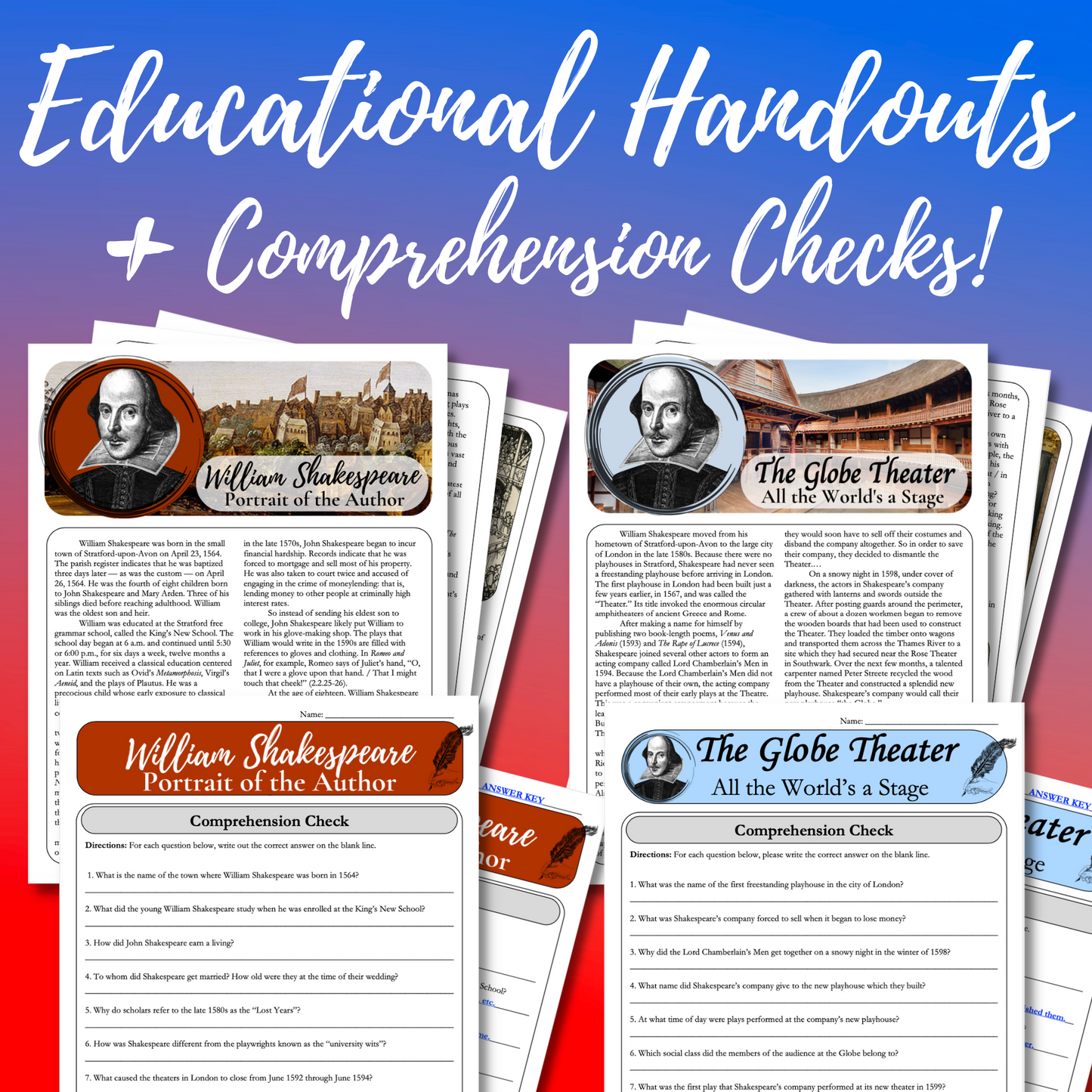 Introduction to Shakespeare: Author Biography, Globe Theater, Renaissance Language, Iambic Pentameter, & Shakespearean Insults