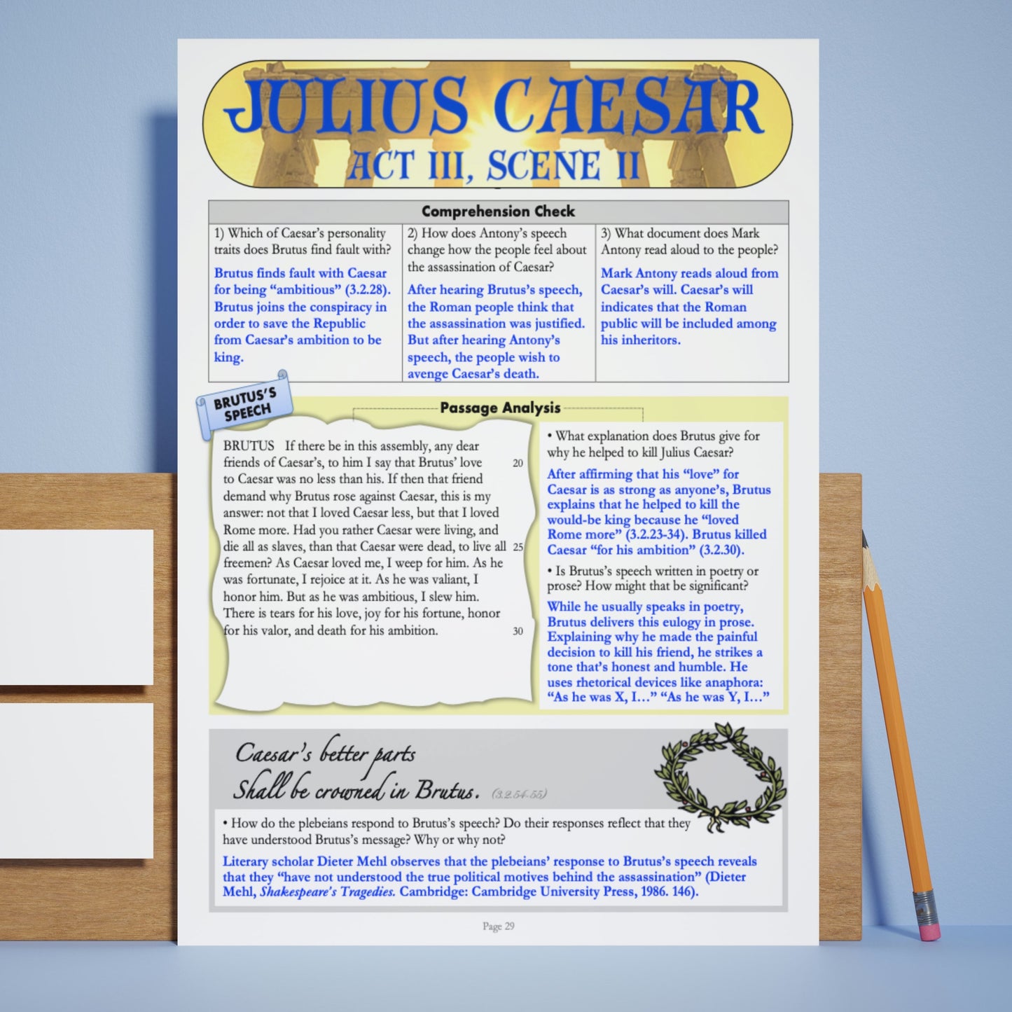 Julius Caesar | Complete Teaching Unit with Workbook & Answer Key
