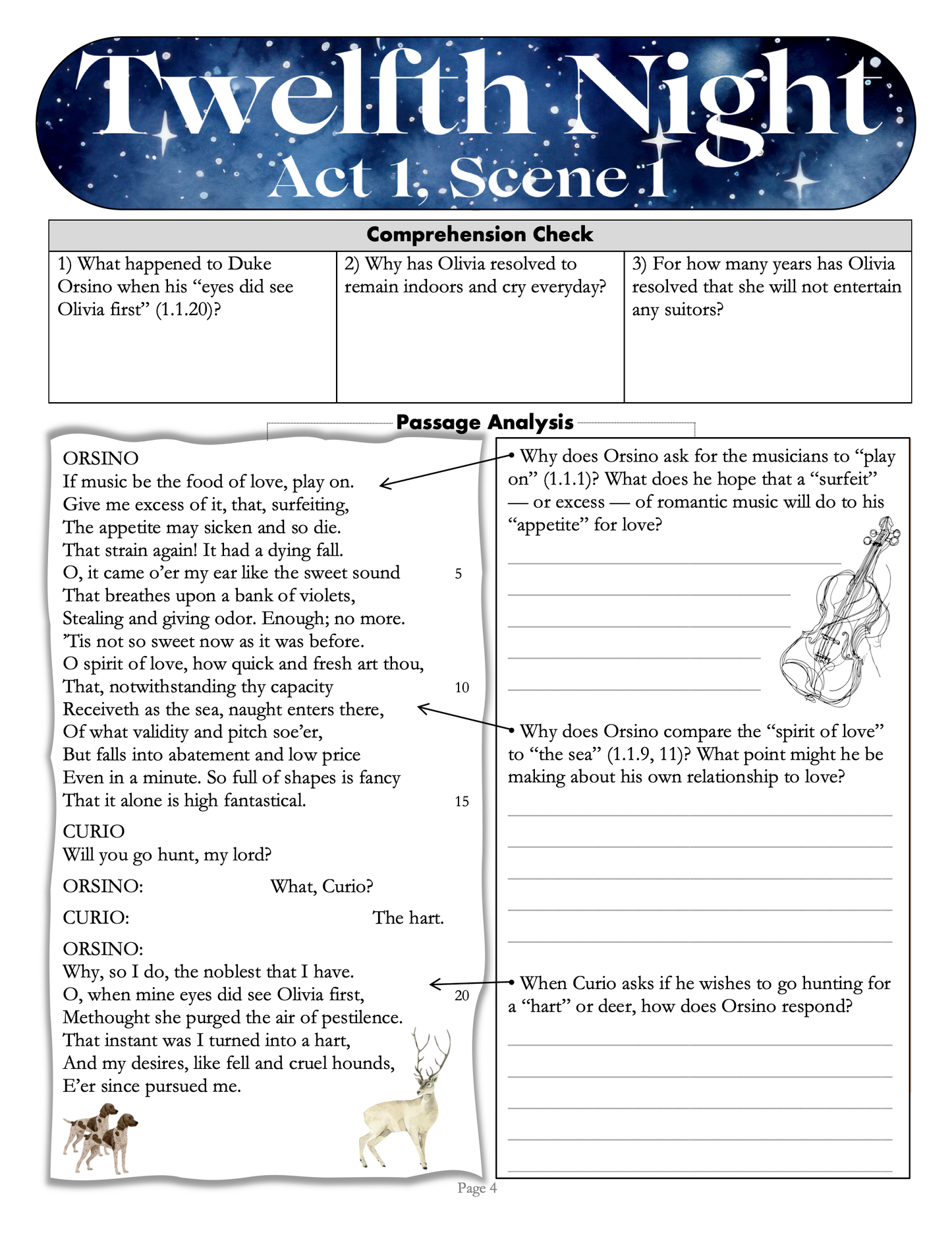 Twelfth Night by William Shakespeare | Complete Teaching Unit with Workbook & Answer Key