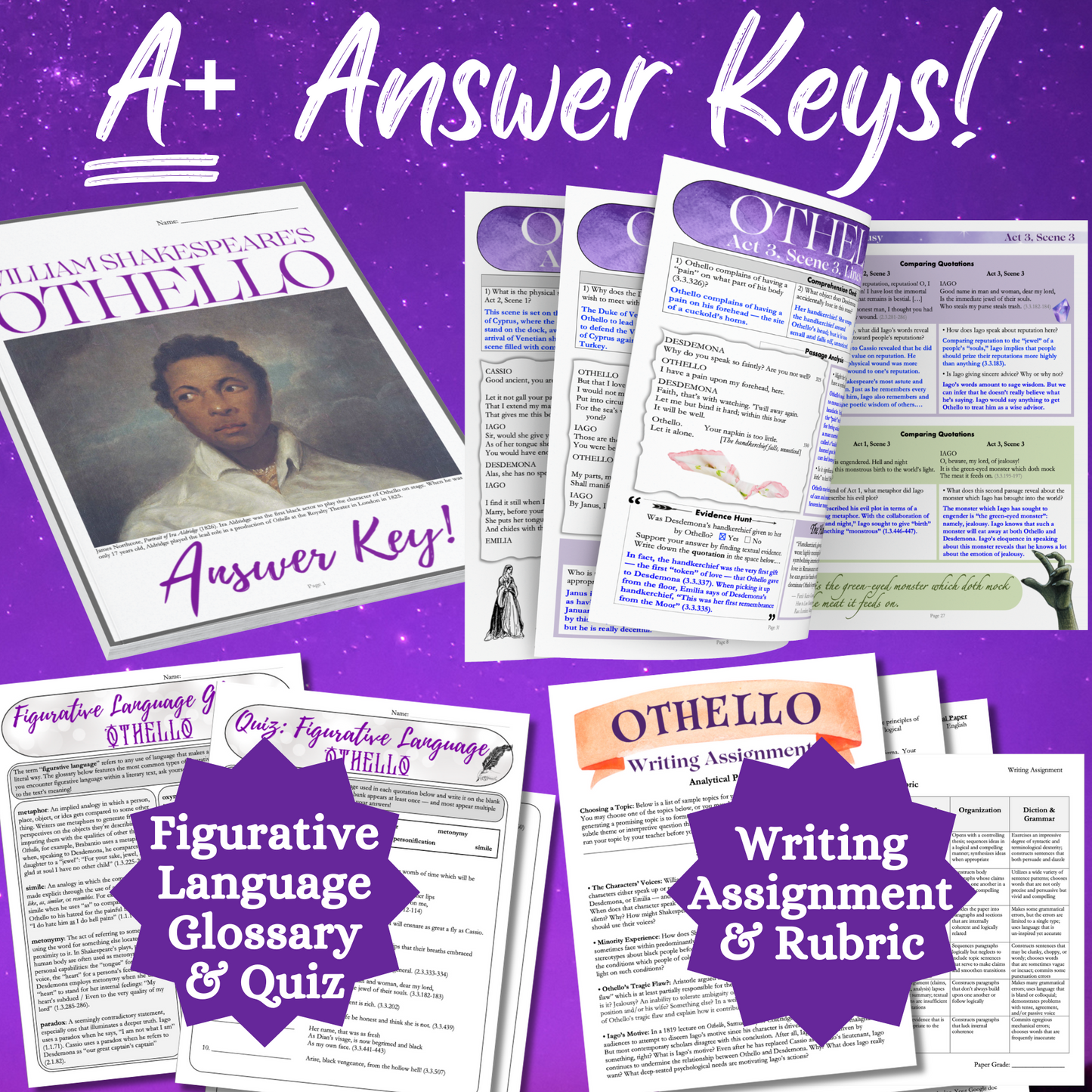 Othello by William Shakespeare | Complete Teaching Unit with Workbook & Answer Key