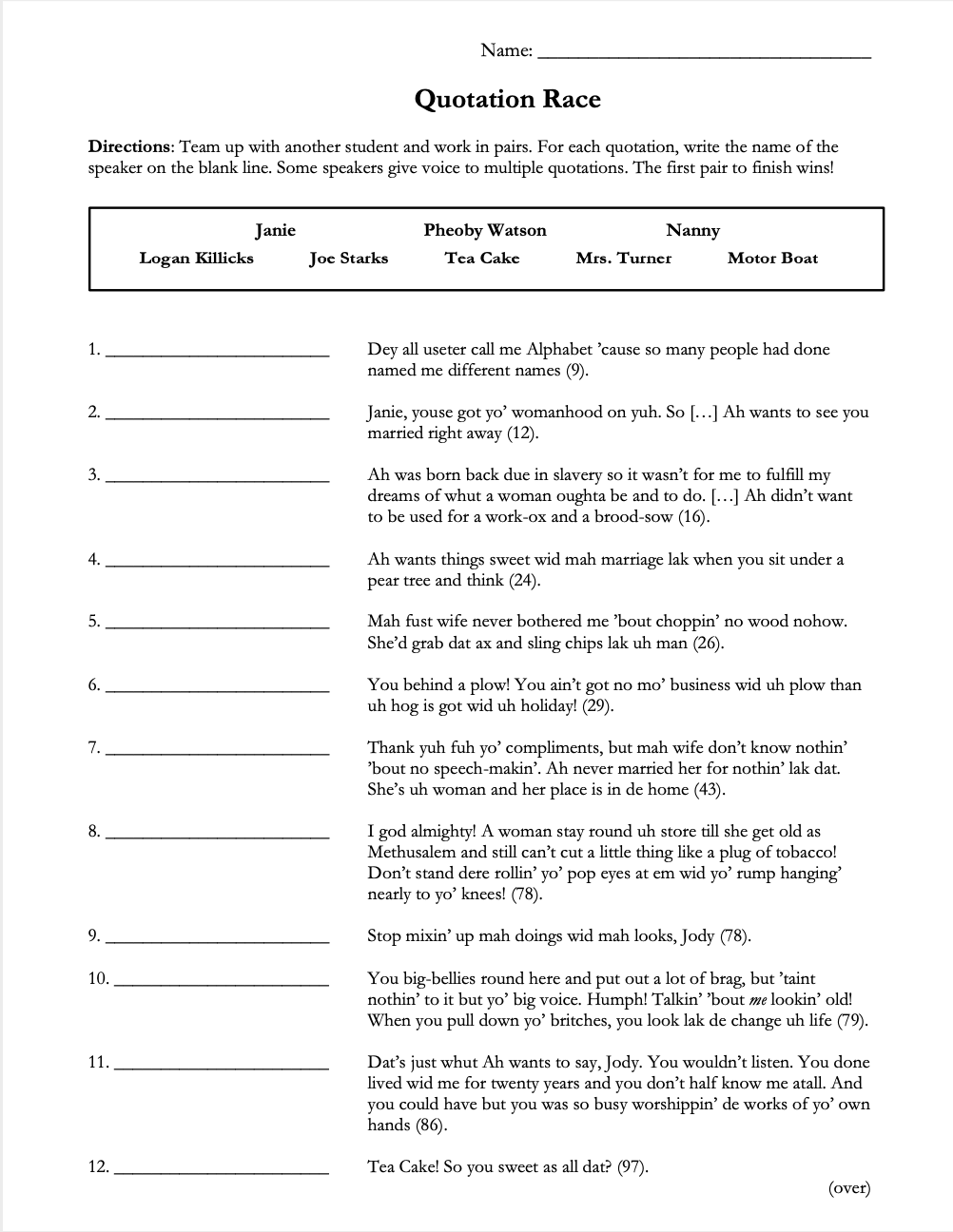 Their Eyes Were Watching God | Complete Teaching Unit