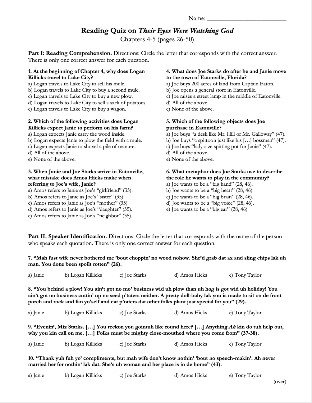 Their Eyes Were Watching God | Complete Teaching Unit