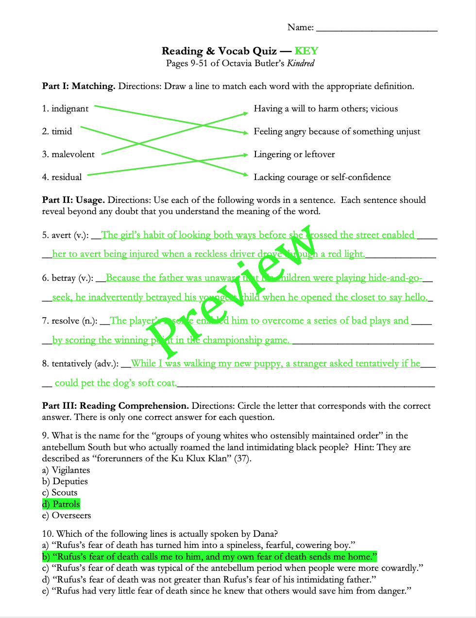 Kindred by Octavia Butler | Complete Teaching Unit