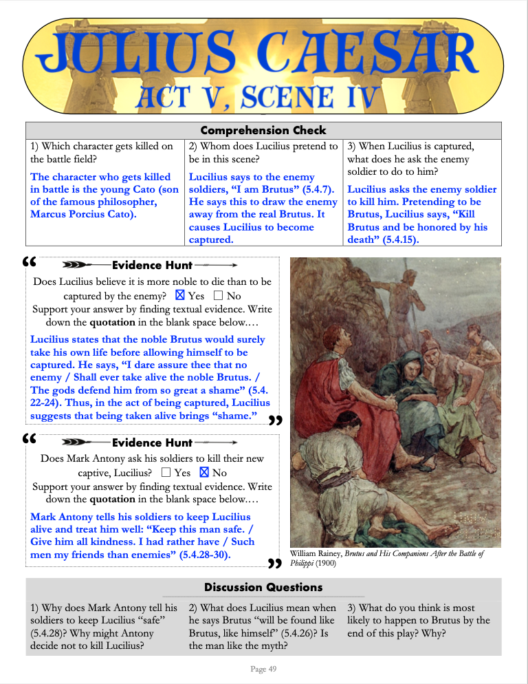 Julius Caesar | Complete Teaching Unit with Workbook & Answer Key