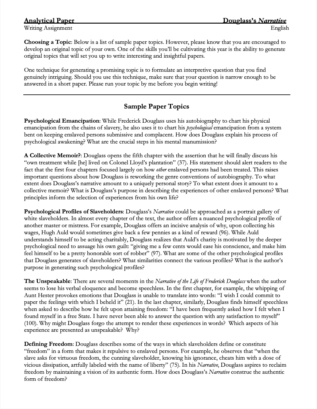 Narrative of the Life of Frederick Douglass | Complete Teaching Unit