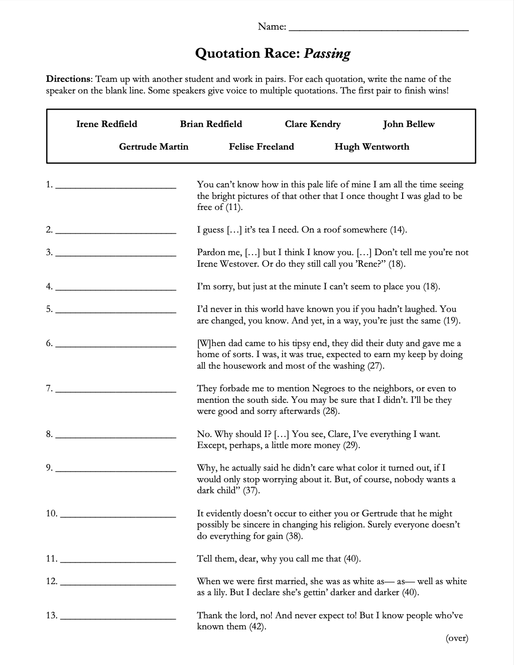 Passing by Nella Larsen | Complete Teaching Unit