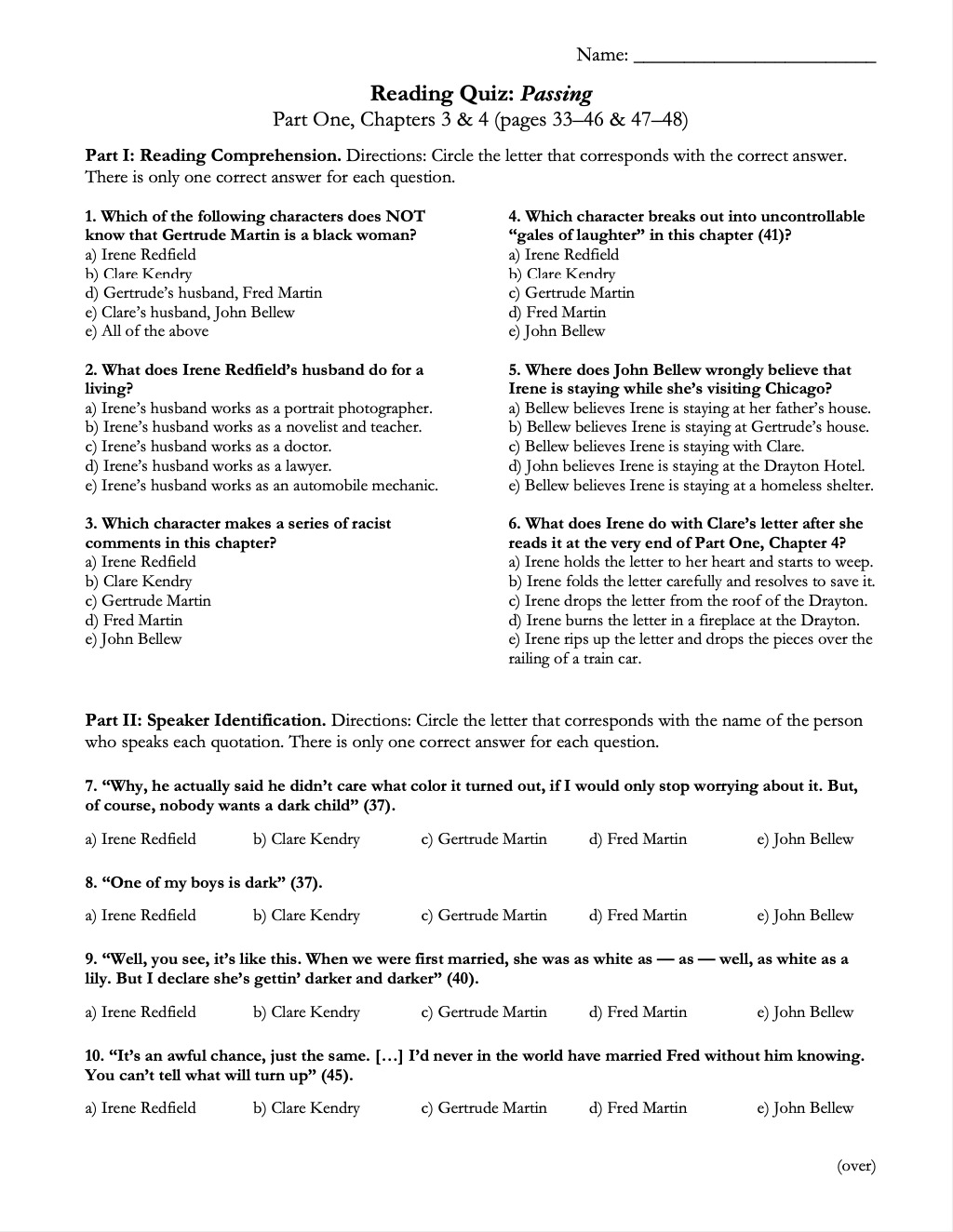 Passing by Nella Larsen | Complete Teaching Unit