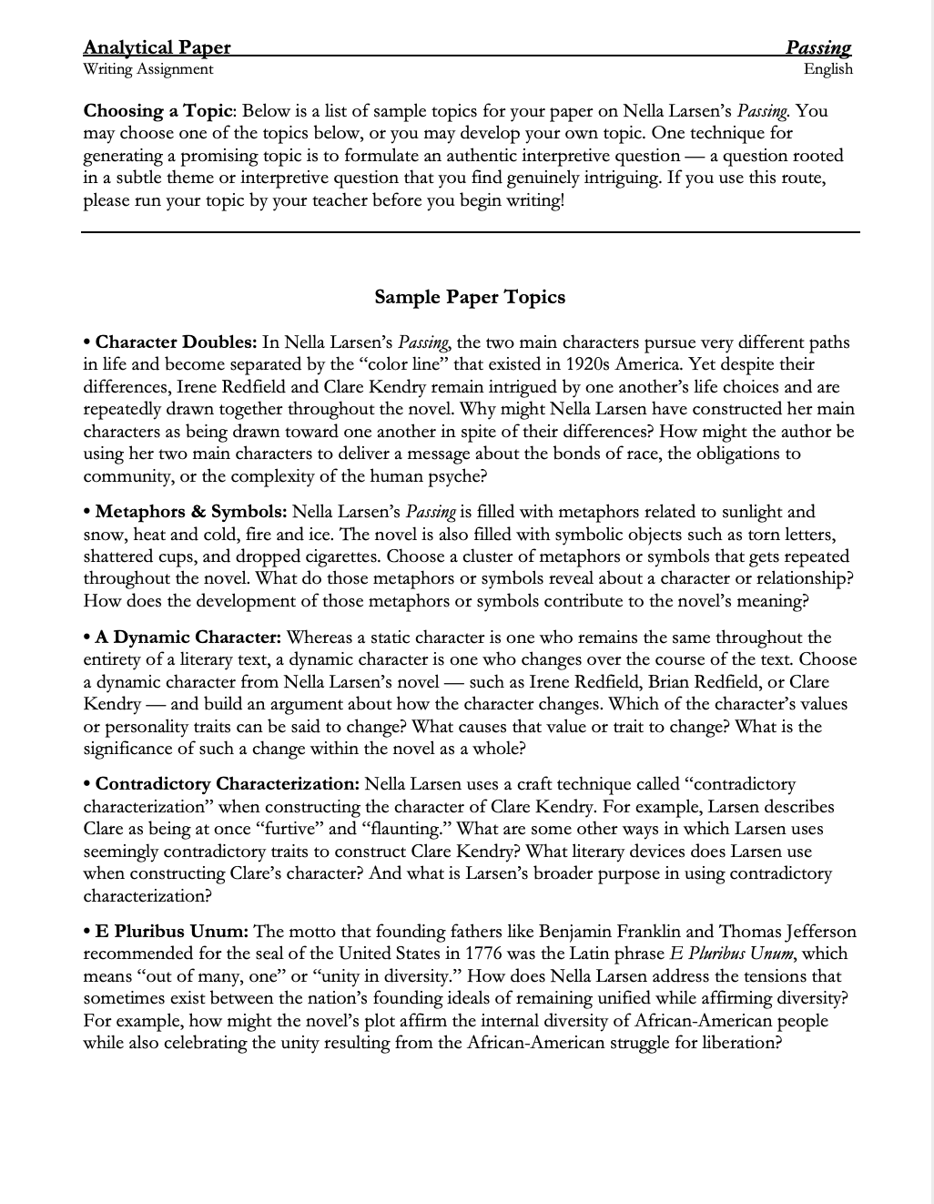 Passing by Nella Larsen | Complete Teaching Unit