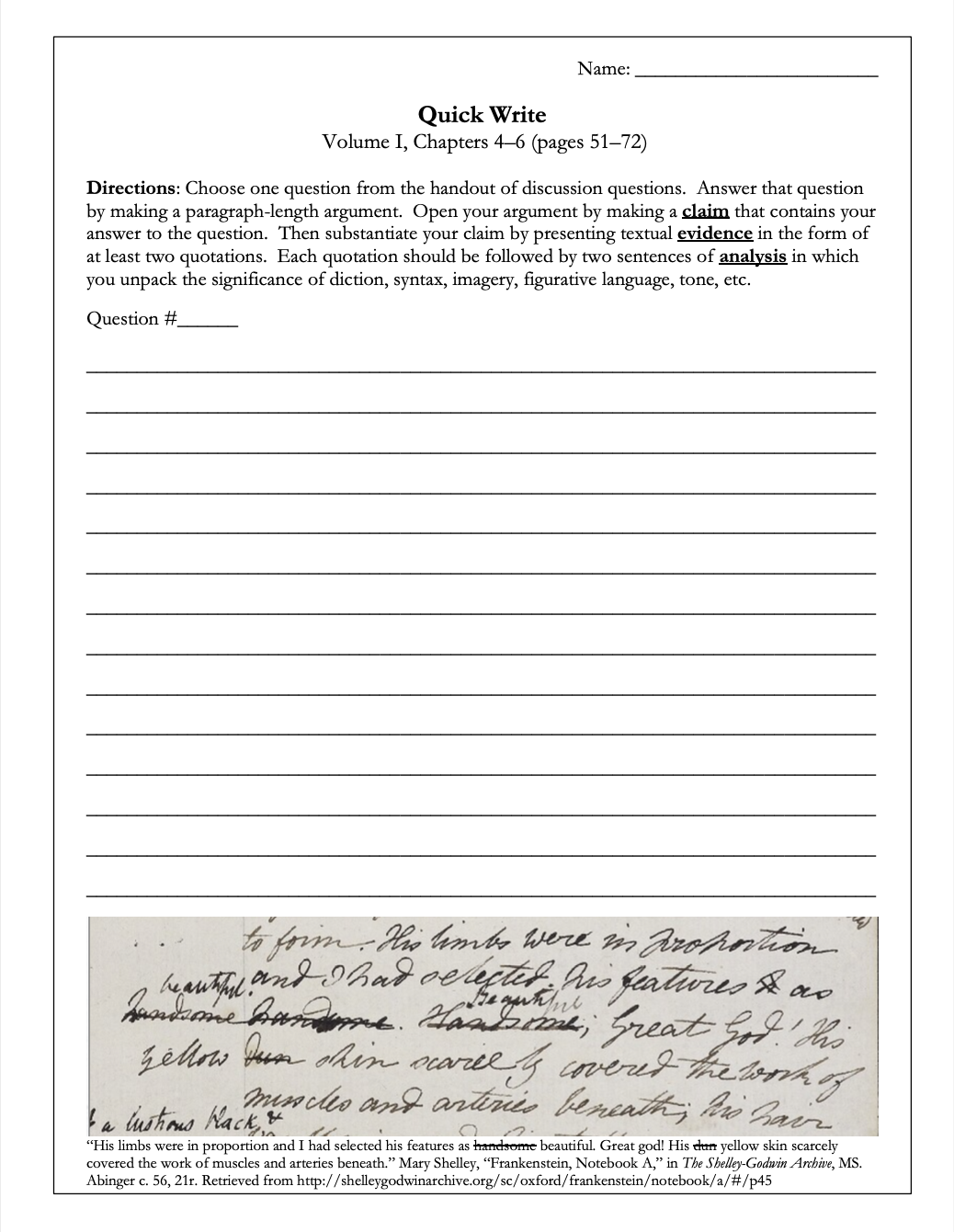 Frankenstein by Mary Shelley | Complete Teaching Unit