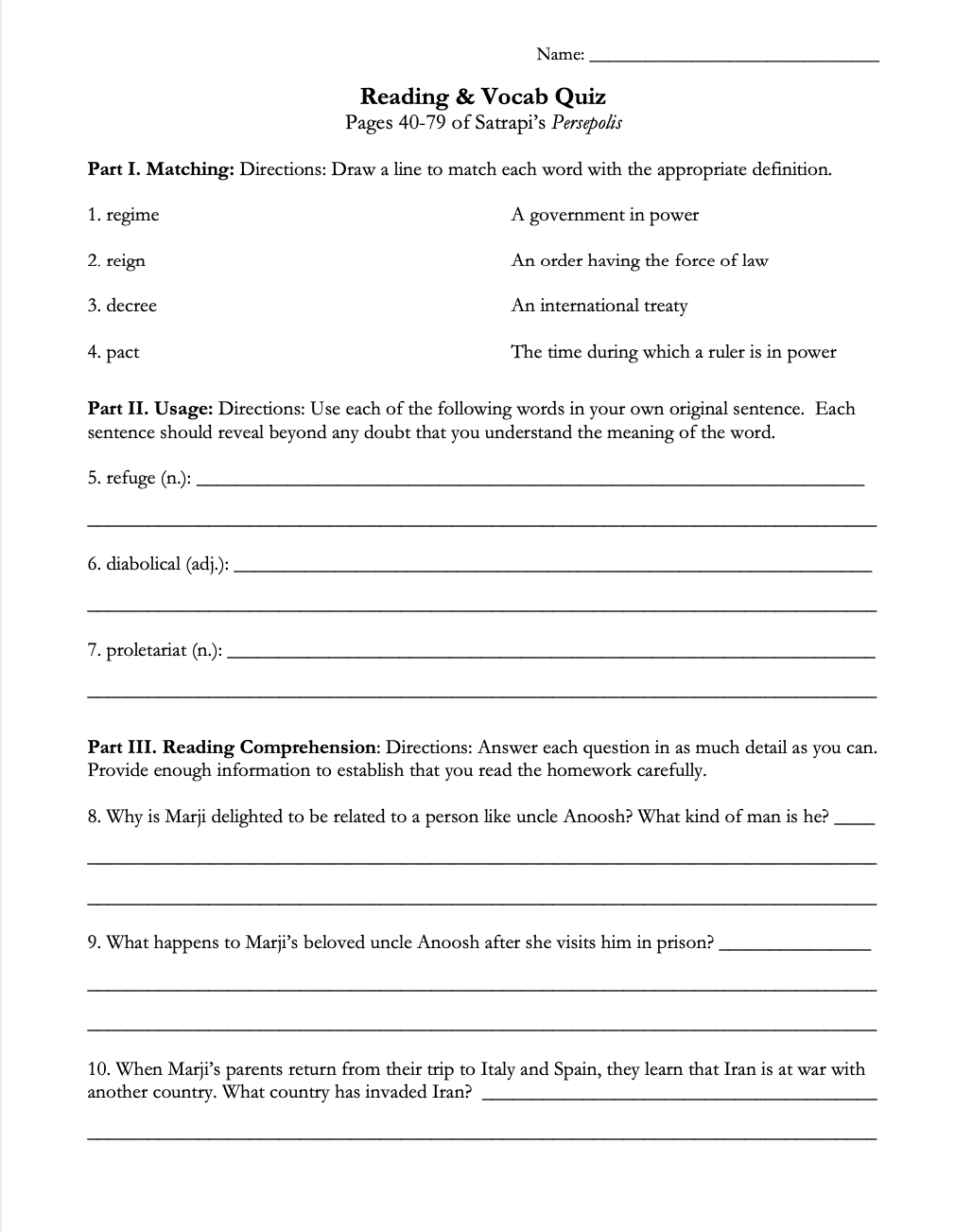 Persepolis by Marjane Satrapi | Complete Teaching Unit
