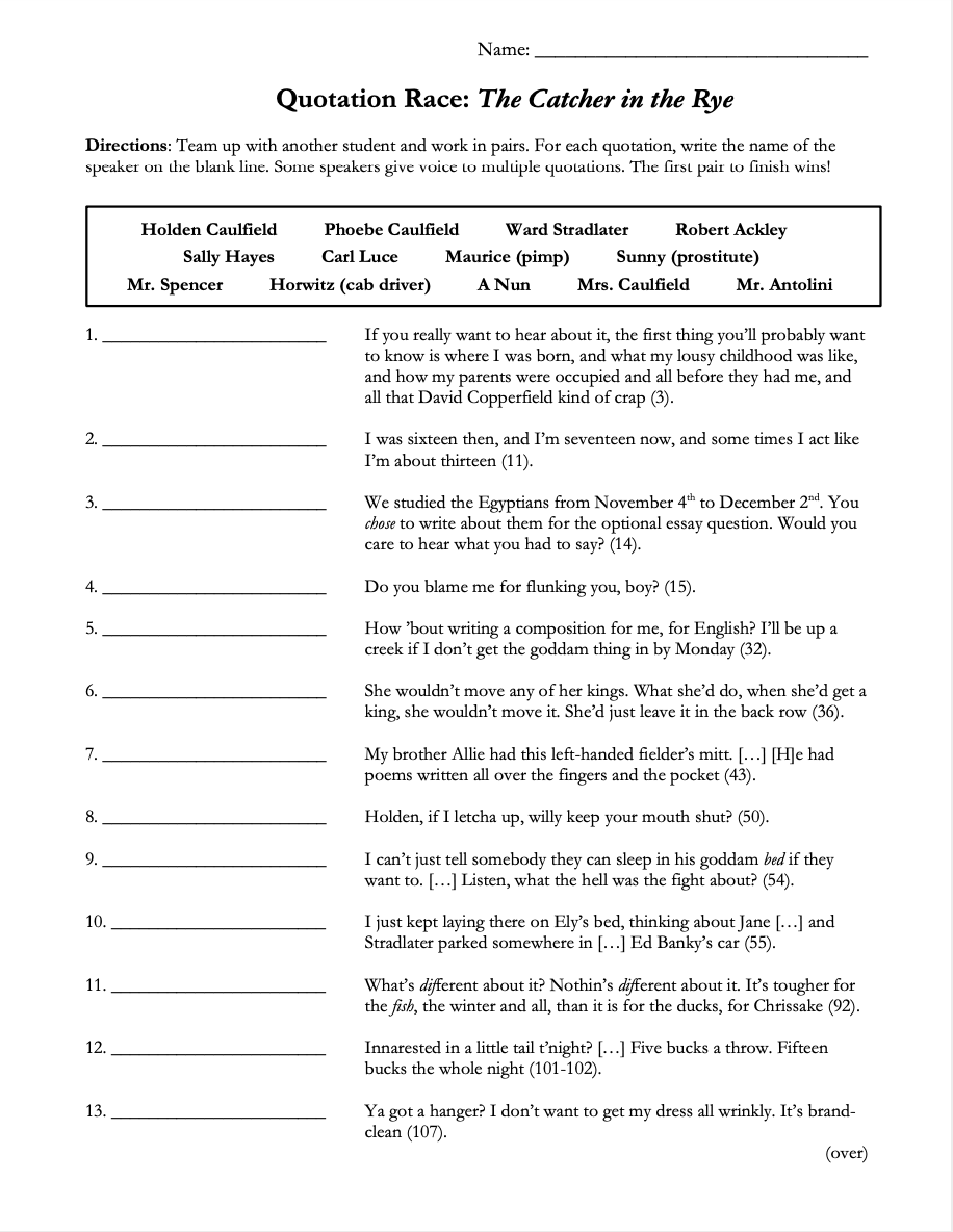 Catcher in the Rye by J. D. Salinger | Complete Teaching Unit