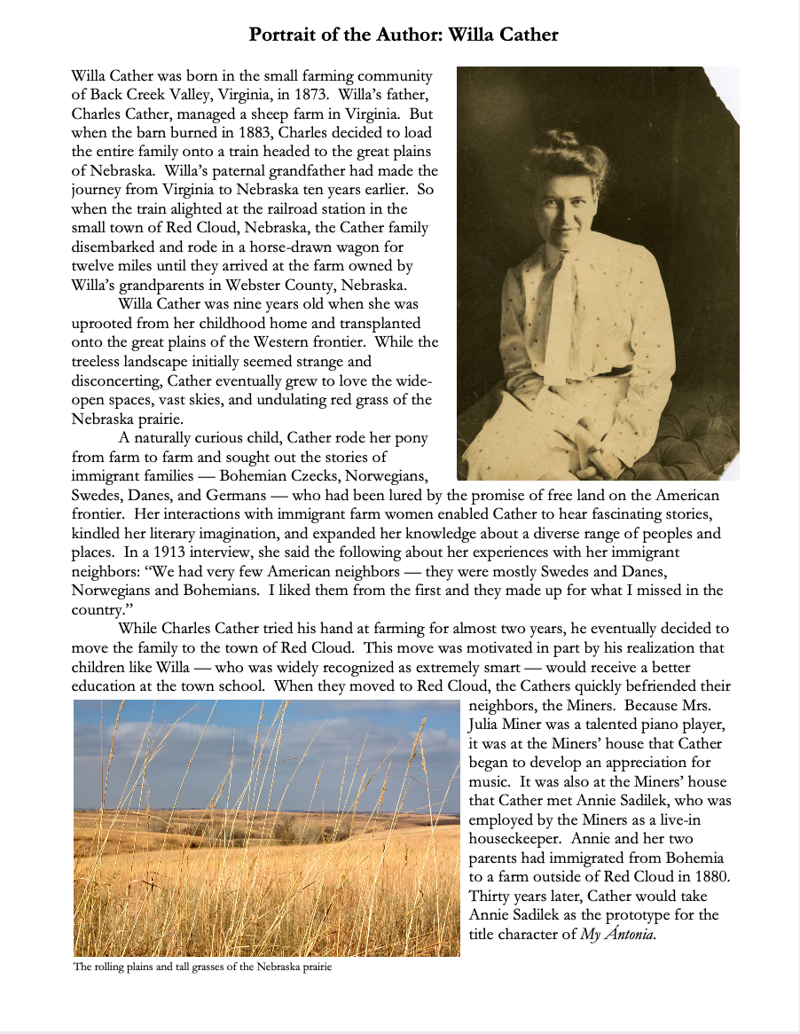 My Ántonia by Willa Cather | Complete Teaching Unit
