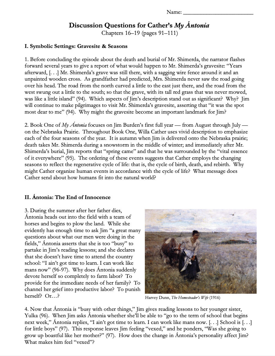 My Ántonia by Willa Cather | Complete Teaching Unit