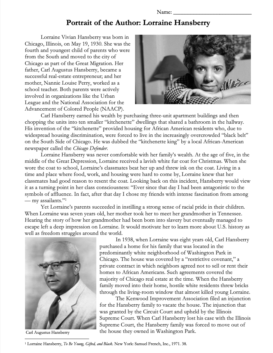 A Raisin in the Sun by Lorraine Hansberry | Complete Teaching Unit