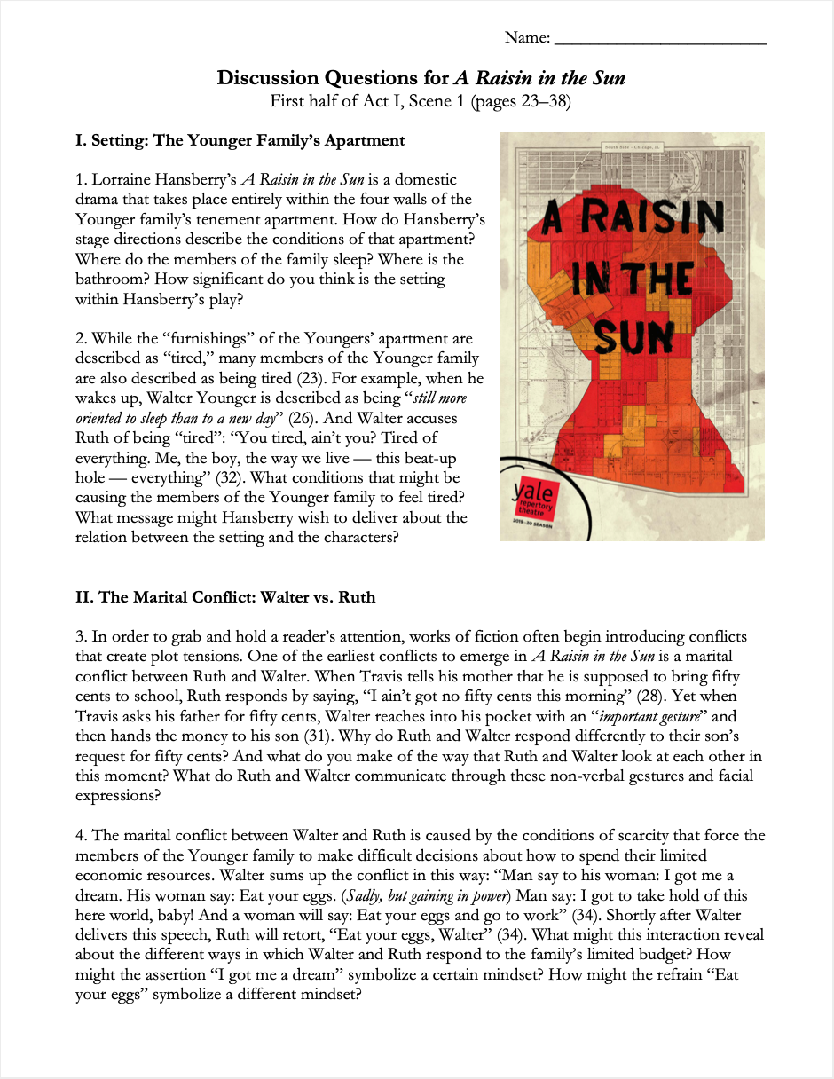 A Raisin in the Sun by Lorraine Hansberry | Complete Teaching Unit