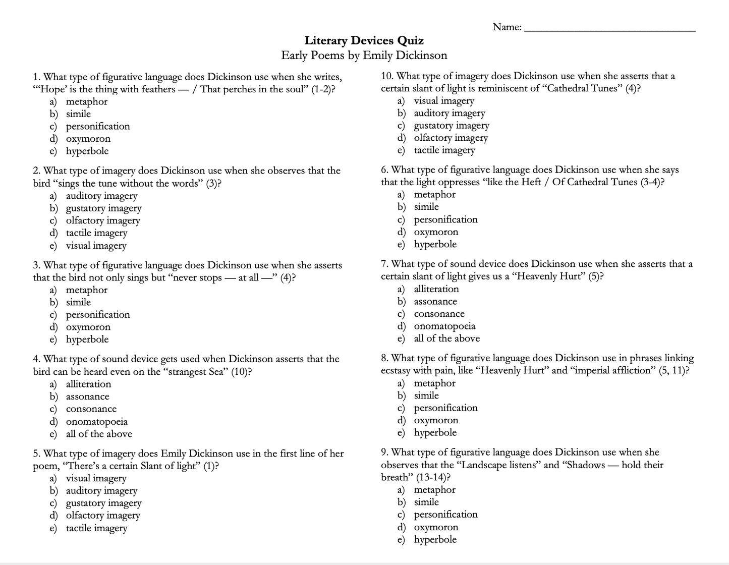 American Poetry Unit | Discussion Questions & Writing Assignments on 5 American Poets