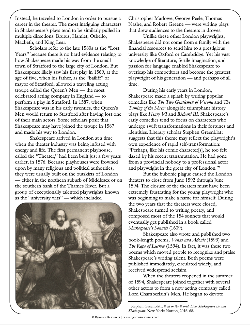 Introduction to Shakespeare: Author Biography, Globe Theater, Renaissance Language, Iambic Pentameter, & Shakespearean Insults