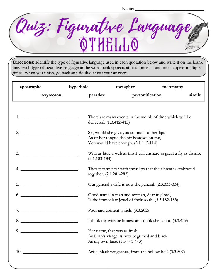 Othello by William Shakespeare | Complete Teaching Unit with Workbook & Answer Key