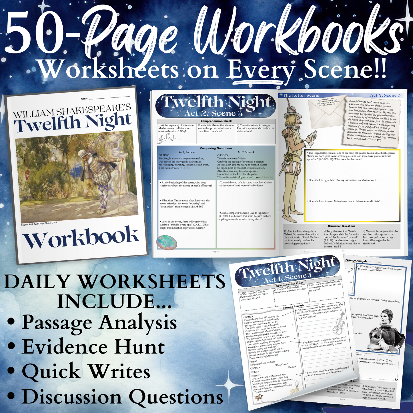 Twelfth Night by William Shakespeare | Complete Teaching Unit with Workbook & Answer Key