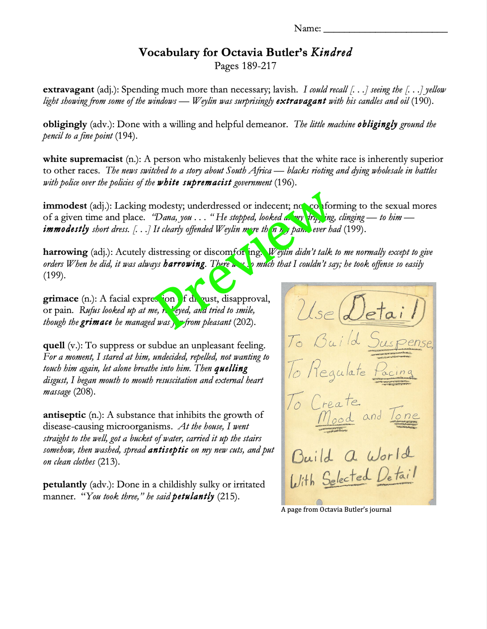Kindred by Octavia Butler | Complete Teaching Unit