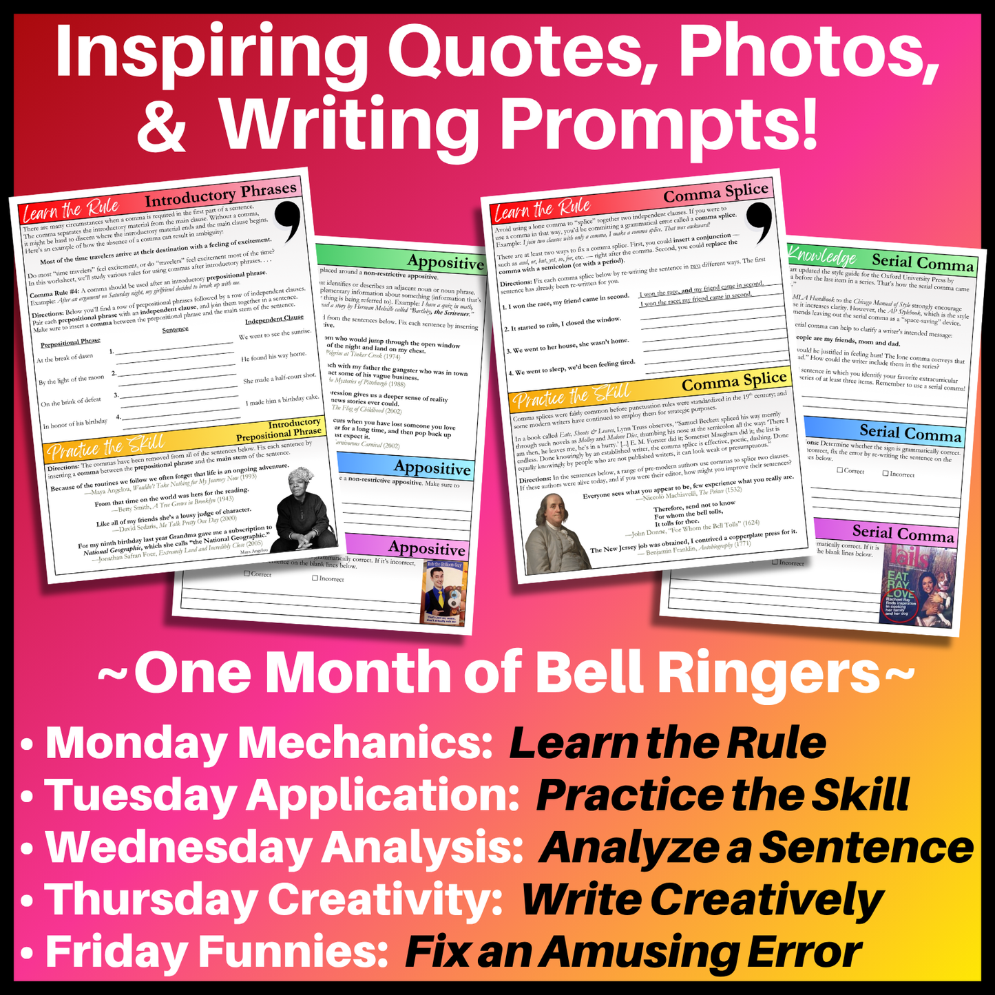 Grammar Worksheet Bundle | Grammar Exercises & Writing Prompts for High School English