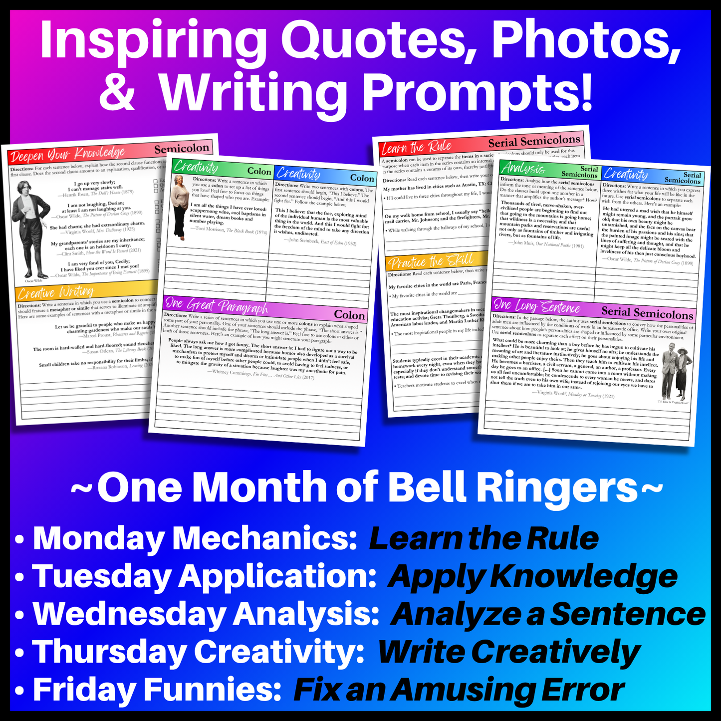 Grammar Worksheet Bundle | Grammar Exercises & Writing Prompts for High School English