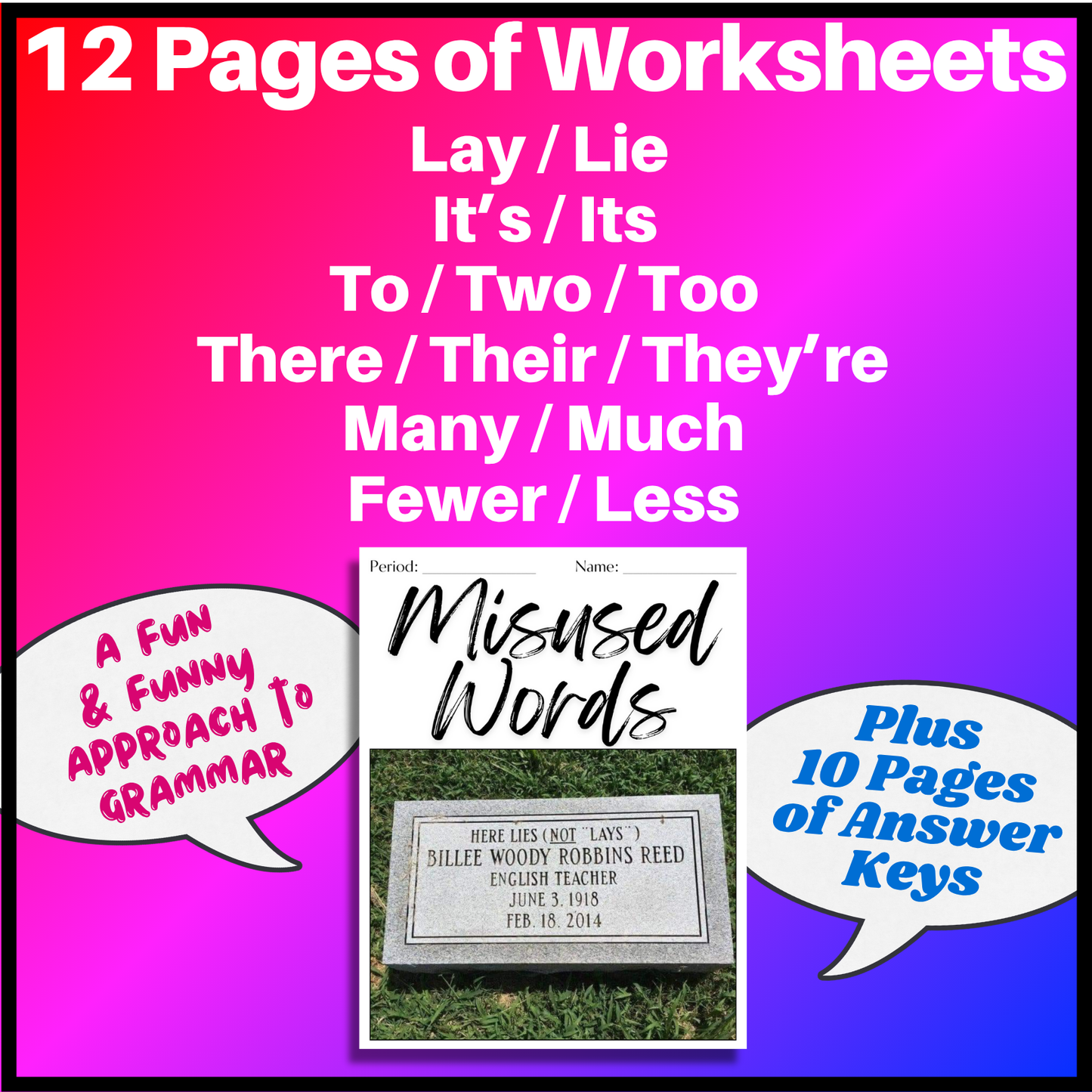 Grammar Worksheet Bundle | Grammar Exercises & Writing Prompts for High School English
