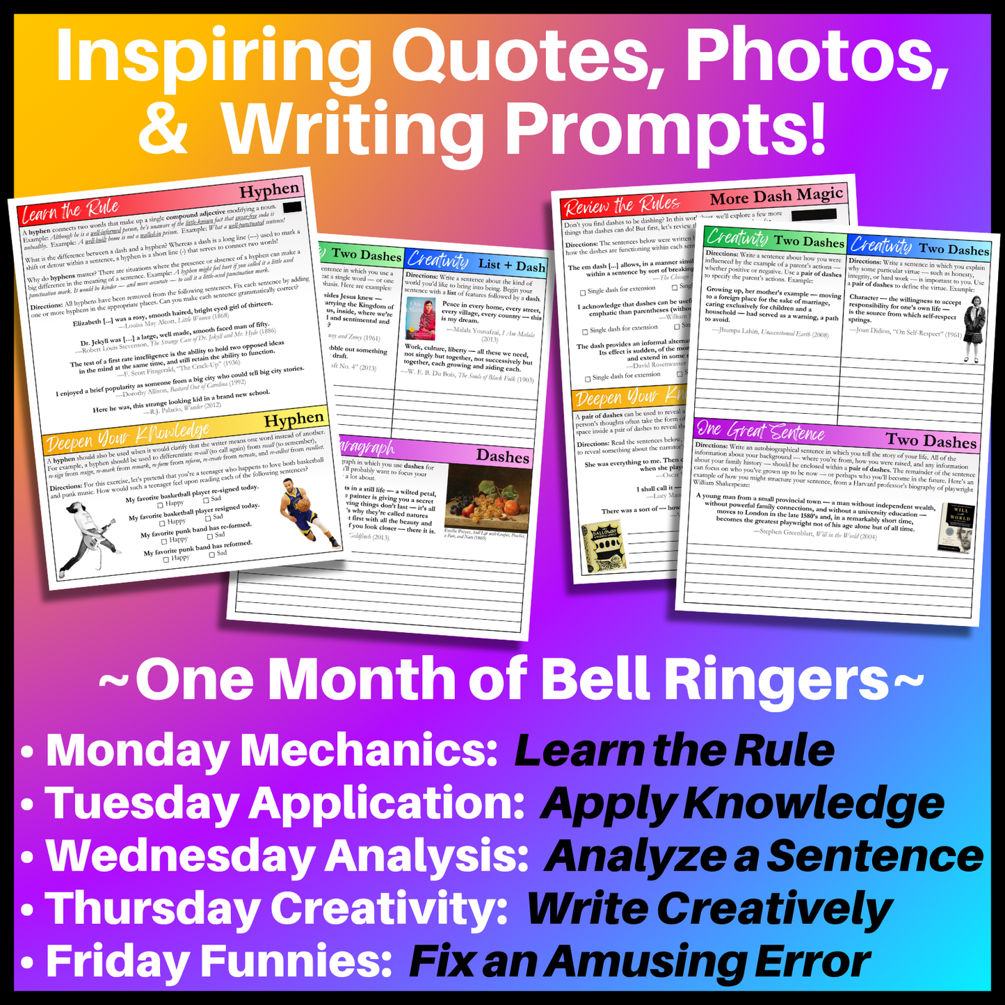 Grammar Worksheet Bundle | Grammar Exercises & Writing Prompts for High School English