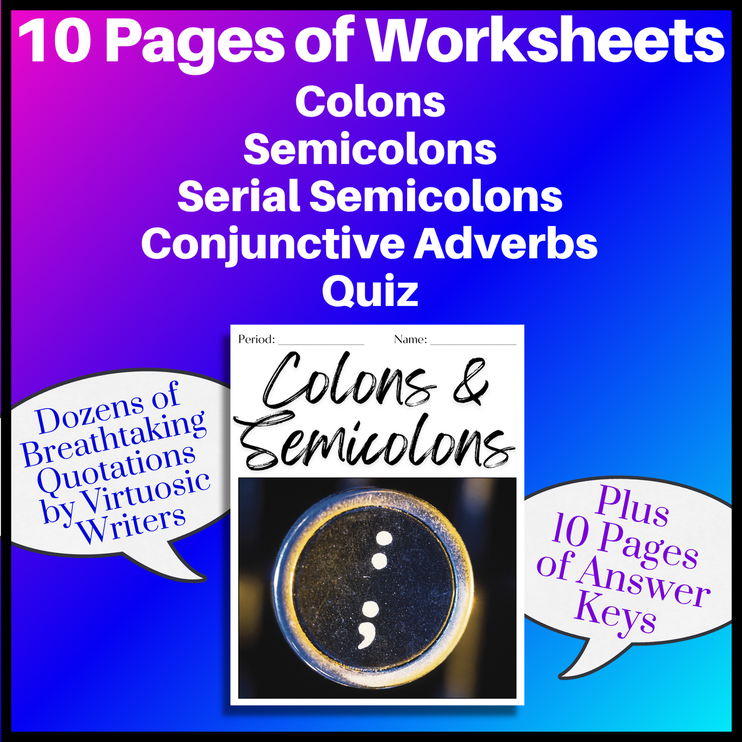 Grammar Worksheet Bundle | Grammar Exercises & Writing Prompts for High School English