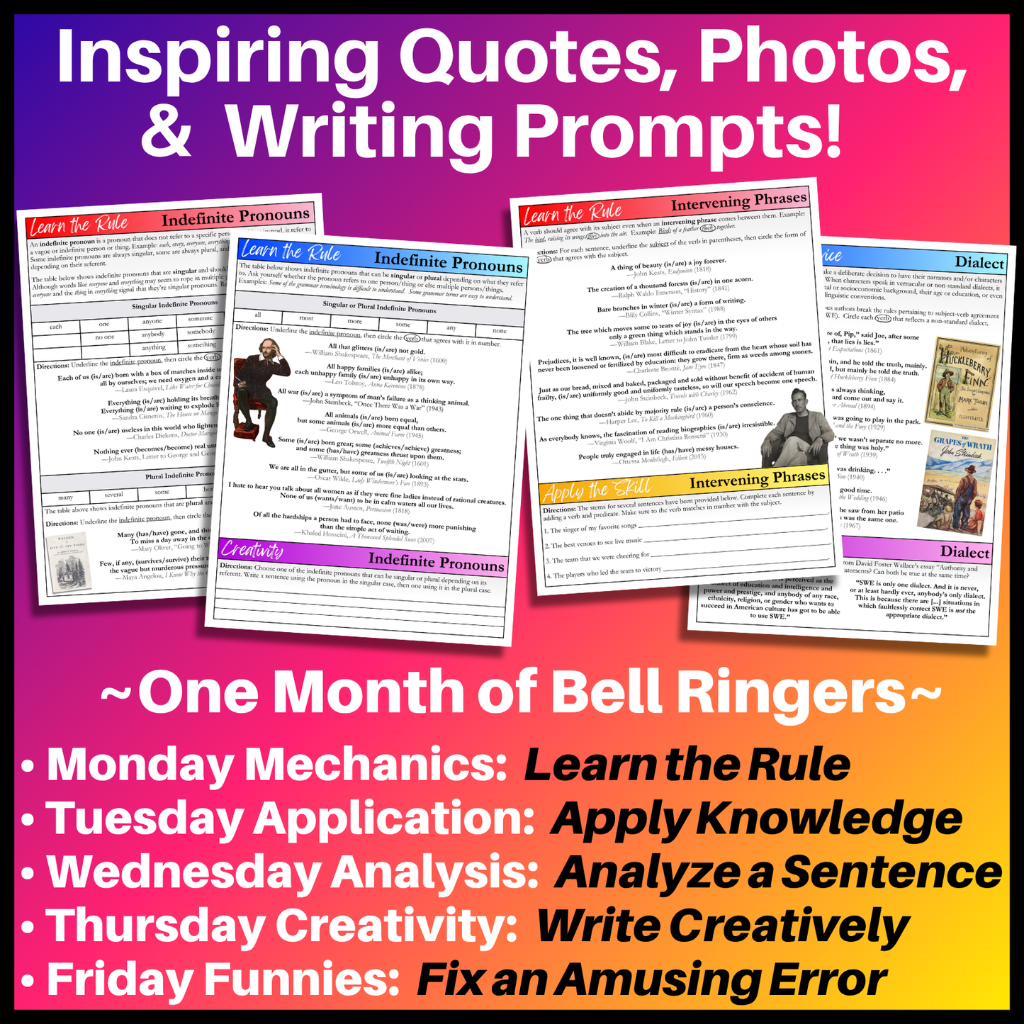 Grammar Worksheet Bundle | Grammar Exercises & Writing Prompts for High School English