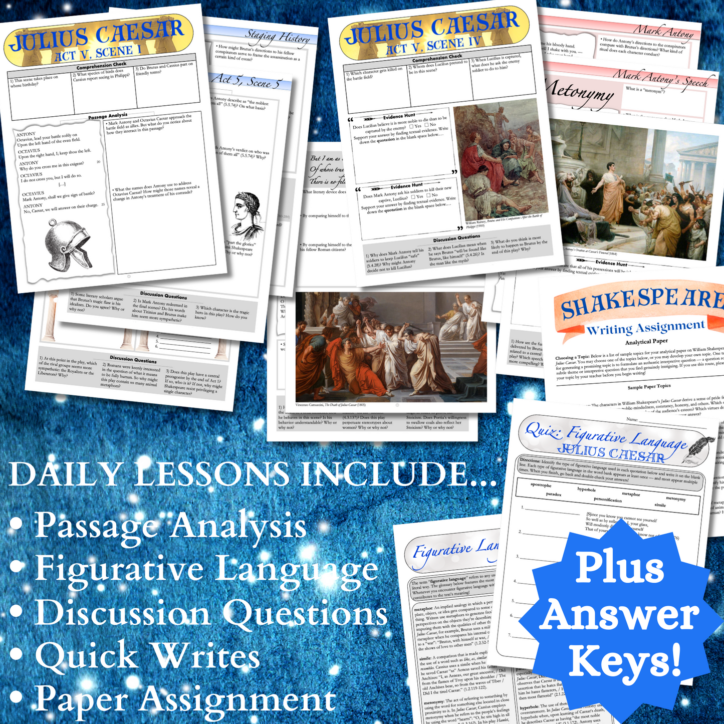 Julius Caesar | Complete Teaching Unit with Workbook & Answer Key