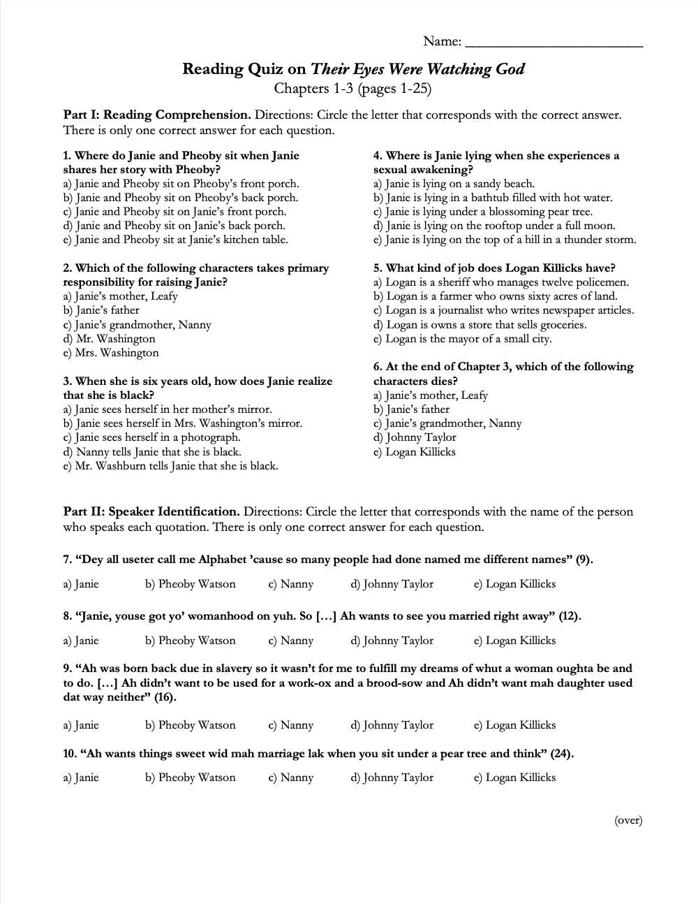 Their Eyes Were Watching God | Complete Teaching Unit – Rigorous