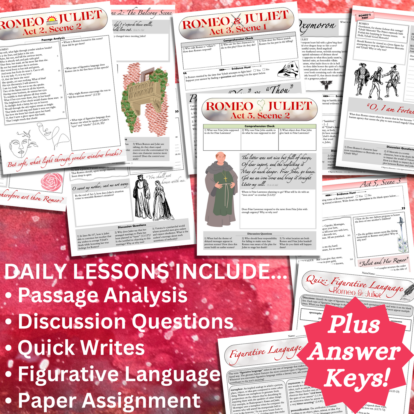 Romeo and Juliet | Complete Teaching Unit with Workbook & Answer Key