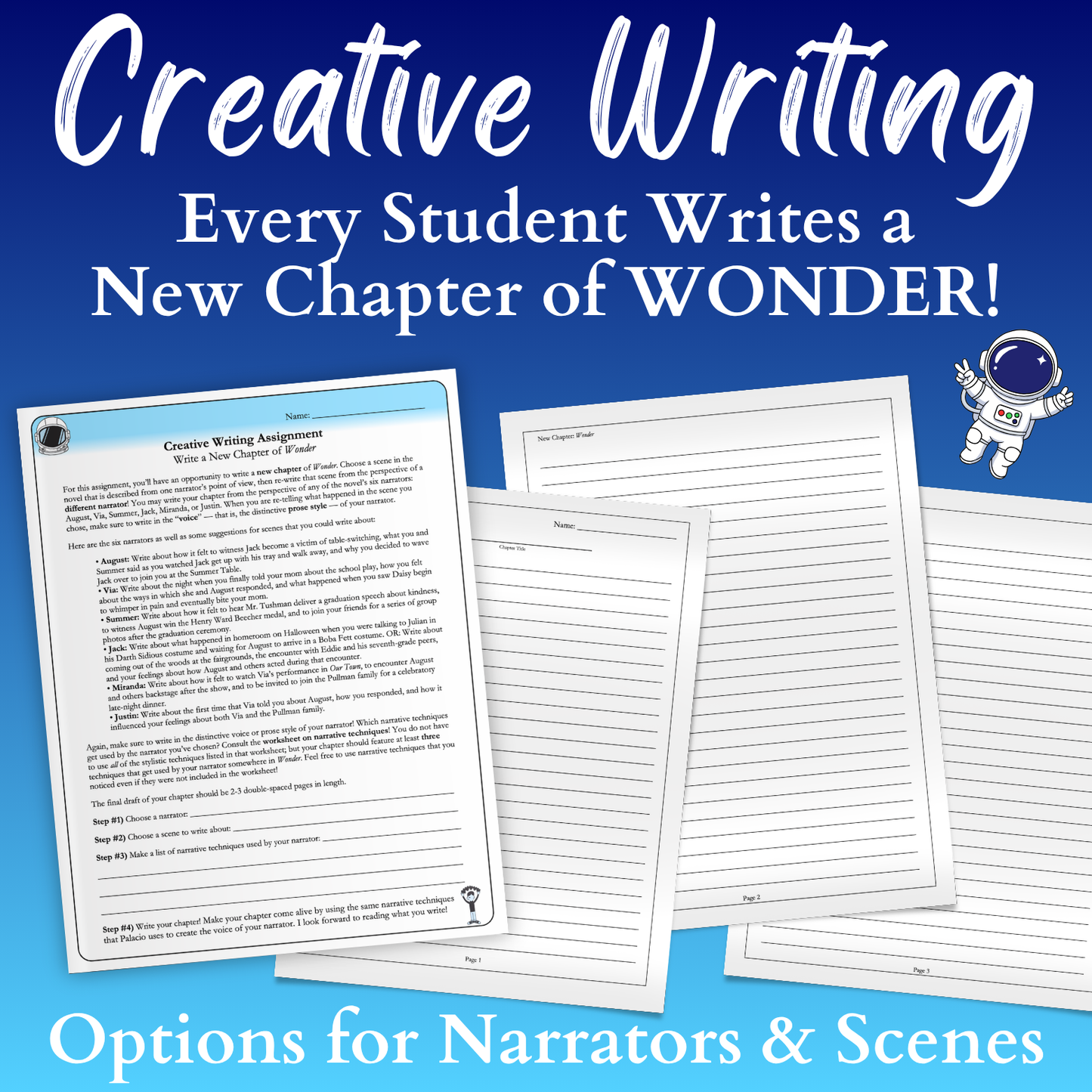 Wonder Unit Plan: Workbook, Activities, Lesson Plans, & Writing Prompts for Wonder by R. J. Palacio
