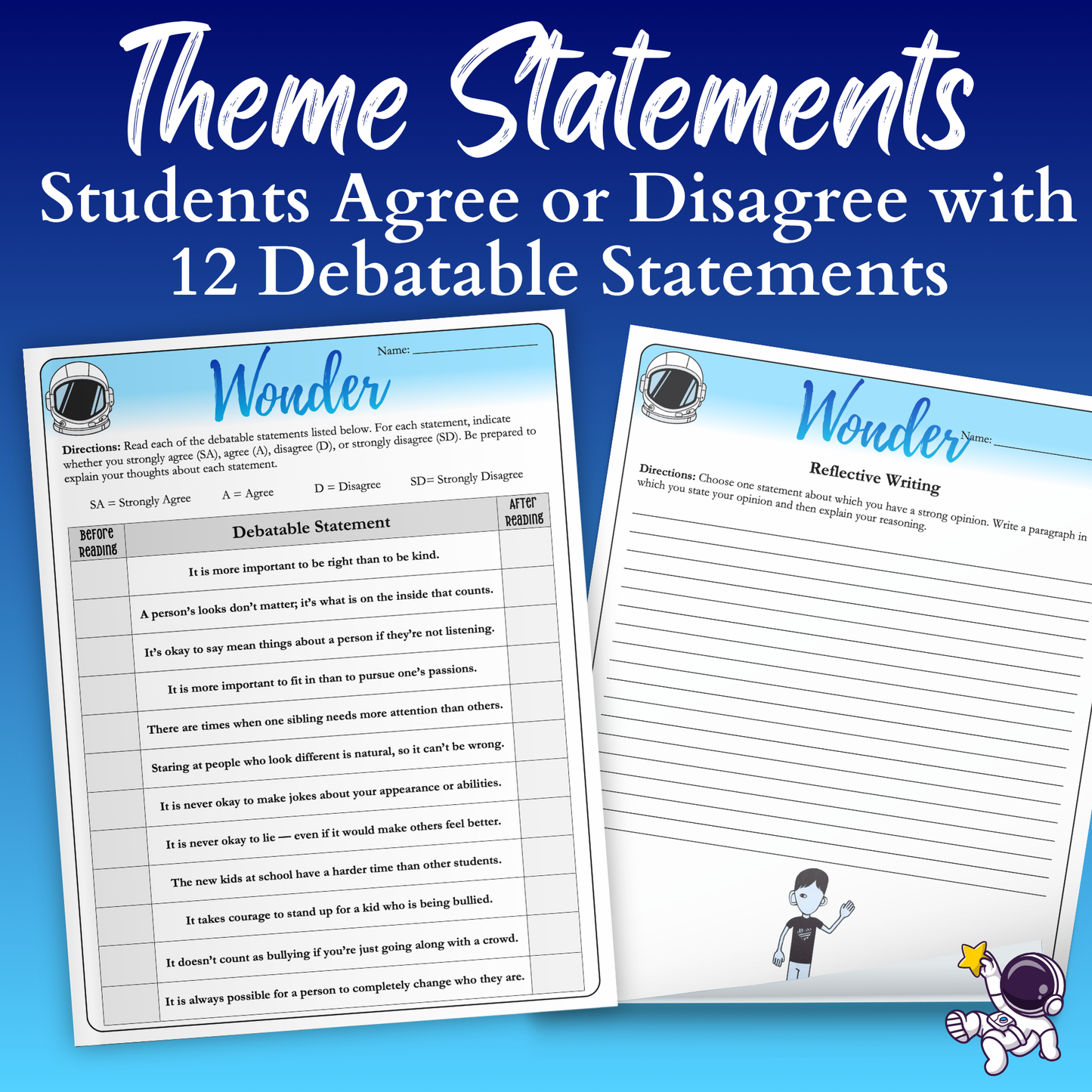 Wonder Unit Plan: Workbook, Activities, Lesson Plans, & Writing Prompts for Wonder by R. J. Palacio