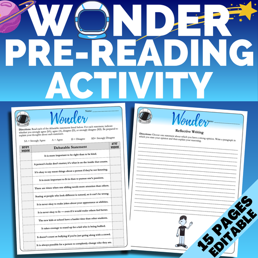 Wonder Unit Plan: Workbook, Activities, Lesson Plans, & Writing Prompts for Wonder by R. J. Palacio