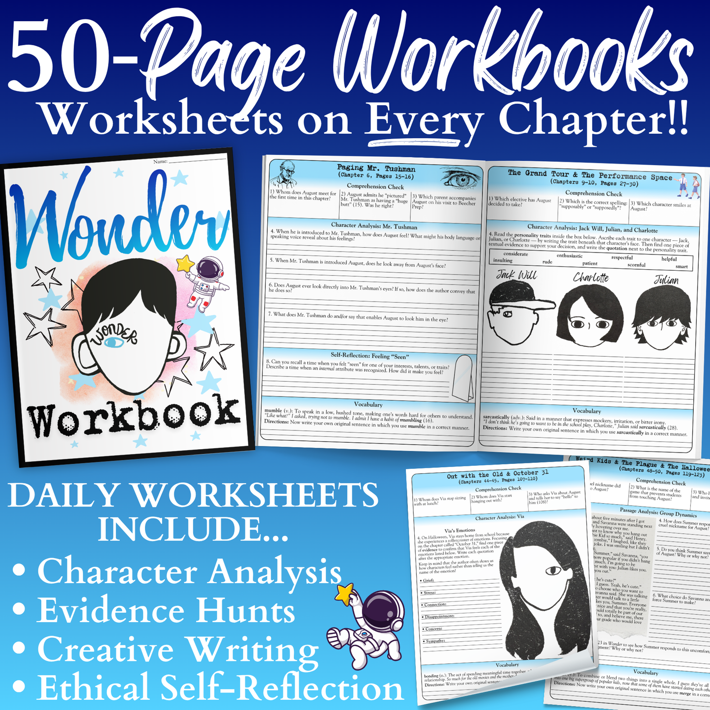 Wonder Unit Plan: Workbook, Activities, Lesson Plans, & Writing Prompts for Wonder by R. J. Palacio