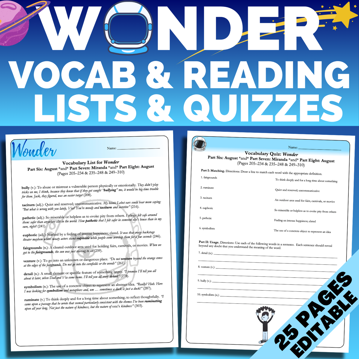 Wonder Unit Plan: Workbook, Activities, Lesson Plans, & Writing Prompts for Wonder by R. J. Palacio