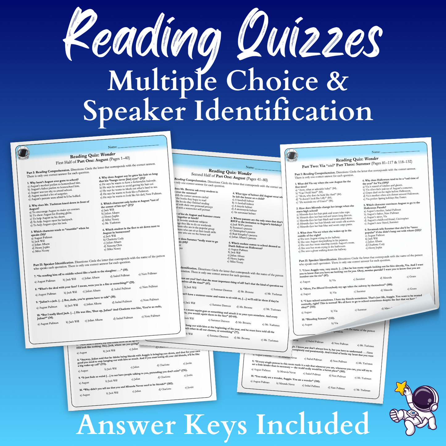 Wonder Unit Plan: Workbook, Activities, Lesson Plans, & Writing Prompts for Wonder by R. J. Palacio