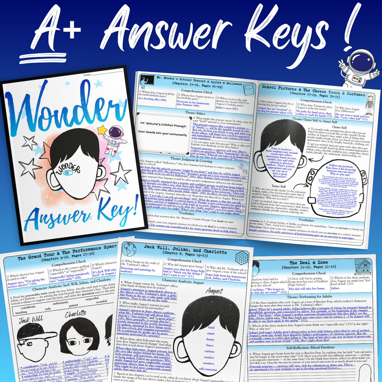 Wonder Unit Plan: Workbook, Activities, Lesson Plans, & Writing Prompts for Wonder by R. J. Palacio